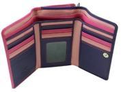 Visconti RB43 Multi Colored Berry Purple Dusty Pink Large Trifold Soft Leather Wallet