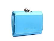 Miss Lulu Womens Patent Leather Small Ball Clasp Matinee Purse Wallet Blue