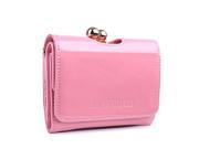 Miss Lulu Womens Patent Leather Small Ball Clasp Matinee Purse Wallet Pink