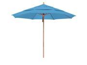 11 Feet Pacifica Fabric Pulley Open Wood Market Umbrella