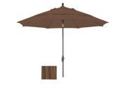 11 Feet Olefin Fabric Fiberglass Rib Crank Lift Collar Tilt Aluminum Market Umbrella with Bronze Pole