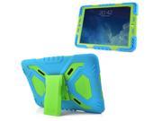 2 In 1 Pepkoo Spider Pattern Silicone and Plastic Hybrid Case with a Stand Holder for iPad Air 2 iPad 6 Blue Green