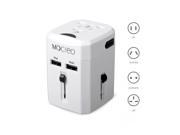 Mocreo All in One Universal Travel Power Adapter Converter for AU UK US EU Plug w Dual USB Charger White