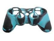 New Silicone Cover Case Skin for Ps3 Controller Camo Black with Blue