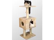 Armarkat 42 Inch Wooden Step Cat Tower Tree Condo Scratcher Kitten House Beige