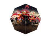 Crazy Trippy Design Background Printed Triple Folding Rain Sun Umbrellas!43.5 inch wide Multifunctional Tri folded Portable Umbrella