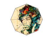 Jimi Hendrix Background Printed Triple Folding Rain Sun Umbrellas!43.5 inch wide Multifunctional Tri folded Portable Umbrella