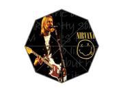 US Famous Rock Singer Kurt Cobain Background Triple Folding Umbrella!43.5 inch Wide!Perfect as Gift!
