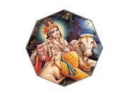 Hot Design Hinduism Lord Krishna Background Triple Folding Umbrella!43.5 inch Wide!Perfect as Gift!