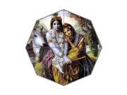 Hot Design Hinduism Lord Krishna Background Triple Folding Umbrella!43.5 inch Wide!Perfect as Gift!