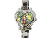 Dream Catcher Background Printed Heart Shaped Stainless Steel Watch For Women And Girl Use