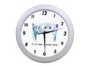 Interesting Tooth Quote It is tiem to brush teeth Wall Clock 9.65 in Diameter