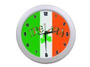 Ireland Flag and Clover Wall Clock 9.65 in Diameter