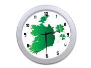 Ireland Flag and Clover Wall Clock 9.65 in Diameter