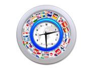 Earth and Various of Flags Wall Clock 9.65 in Diameter