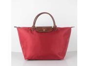 Longchamp Le Pliage Medium Nylon Short Handle Tote Handbag Deep Red