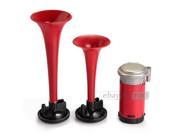 New Red Dual Trumpet Air Horn 12 Volt 135dB for Car Truck RV Train Boat Motorcycle