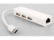 USB C USB 3.1 Type C Multiple 3 Ports Hub With Ethernet Network LAN Adapter