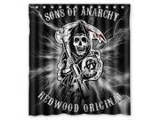 Fashion Design Sons of Anarchy Bathroom Waterproof Polyester Fabric Shower Curtain With Hooks 66 W *72 H