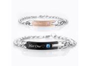 His Only Her One Stainless Steel Matching Bracelets for Couple 2pc