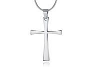 Unisex Classic Style Plain Polished 316L Stainless Steel Cross Pendant Religious Necklace 20