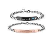 Stainless Steel I Love You To The Moon and Back Couple Bracelet 2pcs