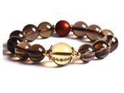 AmorWing Wrist Mala Beads Smoky Quartz Yoga Prayer Bracelets 10mm