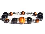 AmorWing Natural Tiger Eye and Obsidian Various Size Beads Prayer Protective Bracelets Women