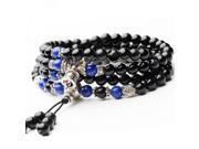 AmorWing Multilayer Mala Obsidian and Lapis Lazuli Beads Meditation Bracelets 6mm