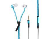 Blue In Ear Zip Zipper Style Free hands Earphones Headphones For Mobile Phone