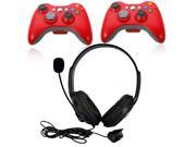 2 * Red Wireless Game Remote Controller Big Headset Headphone for XBox 360