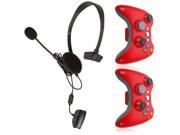 2 X Red Wireless Game Console Controller Small Headset for XBox 360 Controller