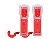 2x Red Remote Controller Built in Motion Plus Silicone Case for Nintendo Wii