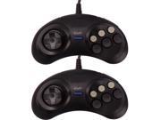2x Durable Streamline Design 6 Button Game Controller For Sega Genesis