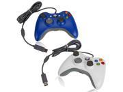 2X USB Wired Game Controller Joystick for Microsoft XBox 360 White Blue