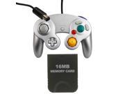 Silver Wired Game Controller 16MB Memory Card for Nintendo Gamecube GC Wii