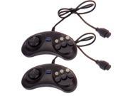 2x Play Game 6 Button Game Controller for Sega Genesis Black