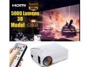 GM60 Mini LED Projector 5000Lumen Home Cinema theater PC USB AV VGA WHITE U7