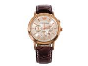 Classic Swiss Armani Men s Three Dial Leather Belt Quartz Watches£¨Brown and Gold£©