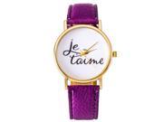 Fashion Jelly Letter Hollow Belt Watches Purple