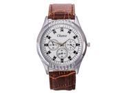 Simple Chance Men s Business PU Leather Wristwatches Brown