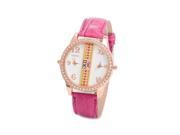 Large Double Dial Movement Strap Quartz Watches rose red