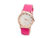 Luxury Women Dress Quartz Wristwatches with Soft PU Leather Strap rose red