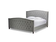 Baxton Studio Jessie Modern Fabric Button Tufted Headboard and Footboard Bed with Nail head Trim Grey King