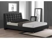 Baxton Studio Zeller Black Modern Bed with Upholstered Headboard Queen Size