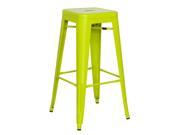 Chintaly Galvanized Steel Bar Stool In Lime Green [Set of 4]