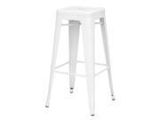 Chintaly Galvanized Steel Bar Stool In White [Set of 4]