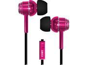 Tangle Free Flat Cable Metal Earbuds w Mic Pink