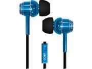 Tangle Free Flat Cable Metal Earbuds w Mic Navy Blue