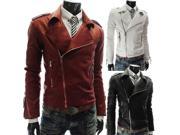 Winter new personalized leather jacket European style men s leather motorcycle coat Black M